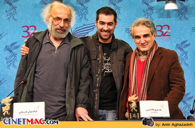 مهدی هاشمی، شهاب حسینی و کیانوش عیاری در نشست پرسش و پاسخ فیلم «خانه پدری» - سی و دومین جشنواره فیلم فجر