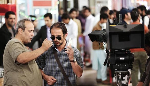 امین حیایی و حمید نعمت الله در پشت صحنه فیلم سینمایی 