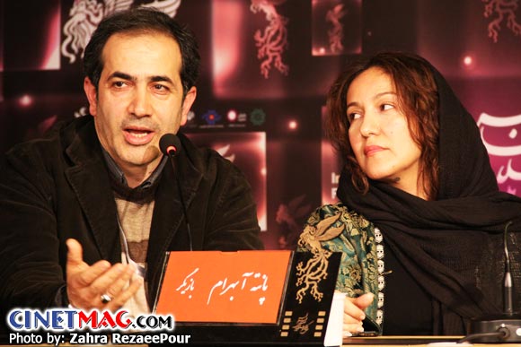 پانته آ بهرام و محمدرضا سکوت (مدیر فیلمبرداری) در نشست پرسش و پاسخ فیلم 